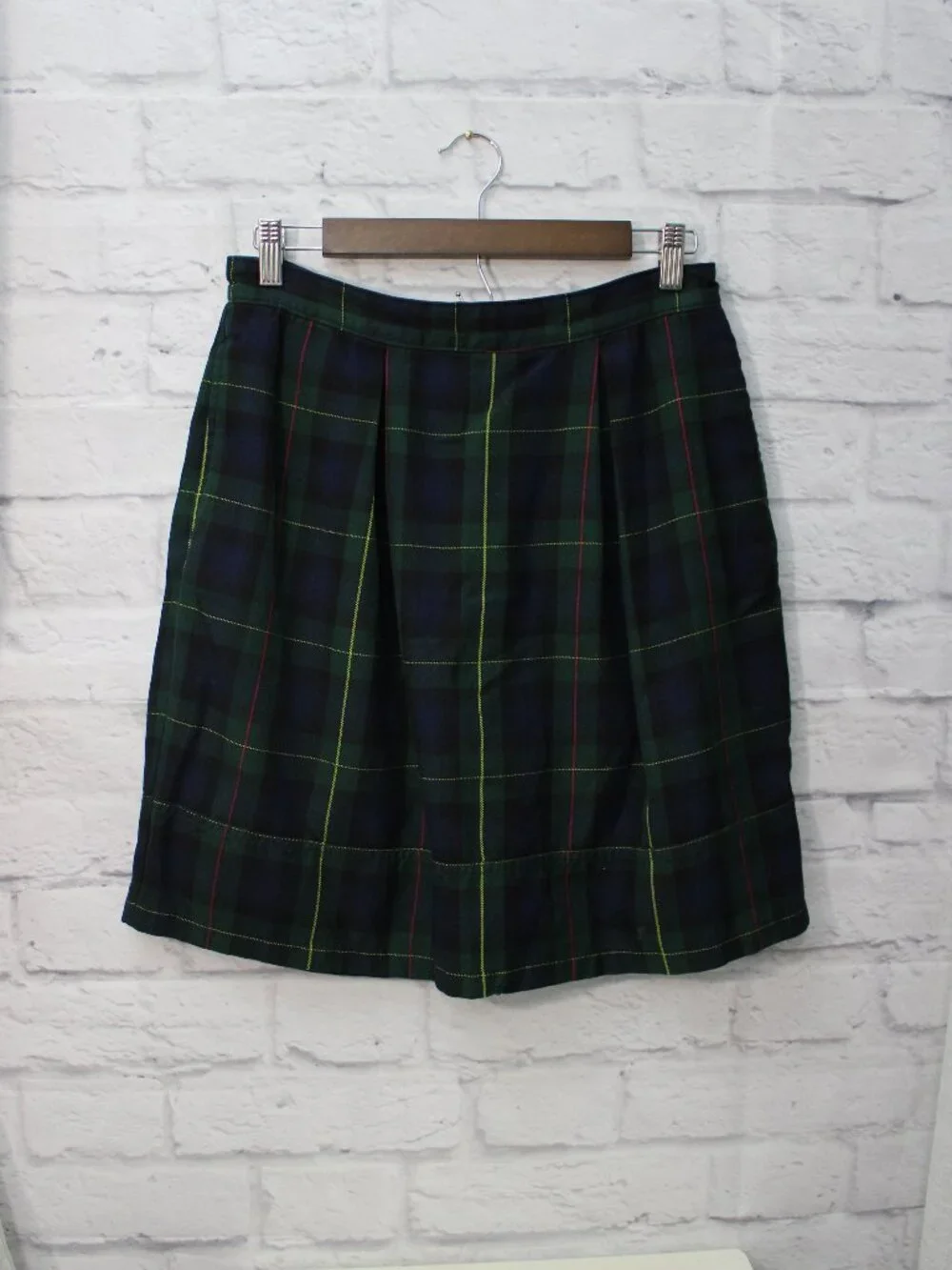 Lands' End 6 Classic Blue Green Tartan Plaid Zip Mid Rise Skort Preppy Holiday